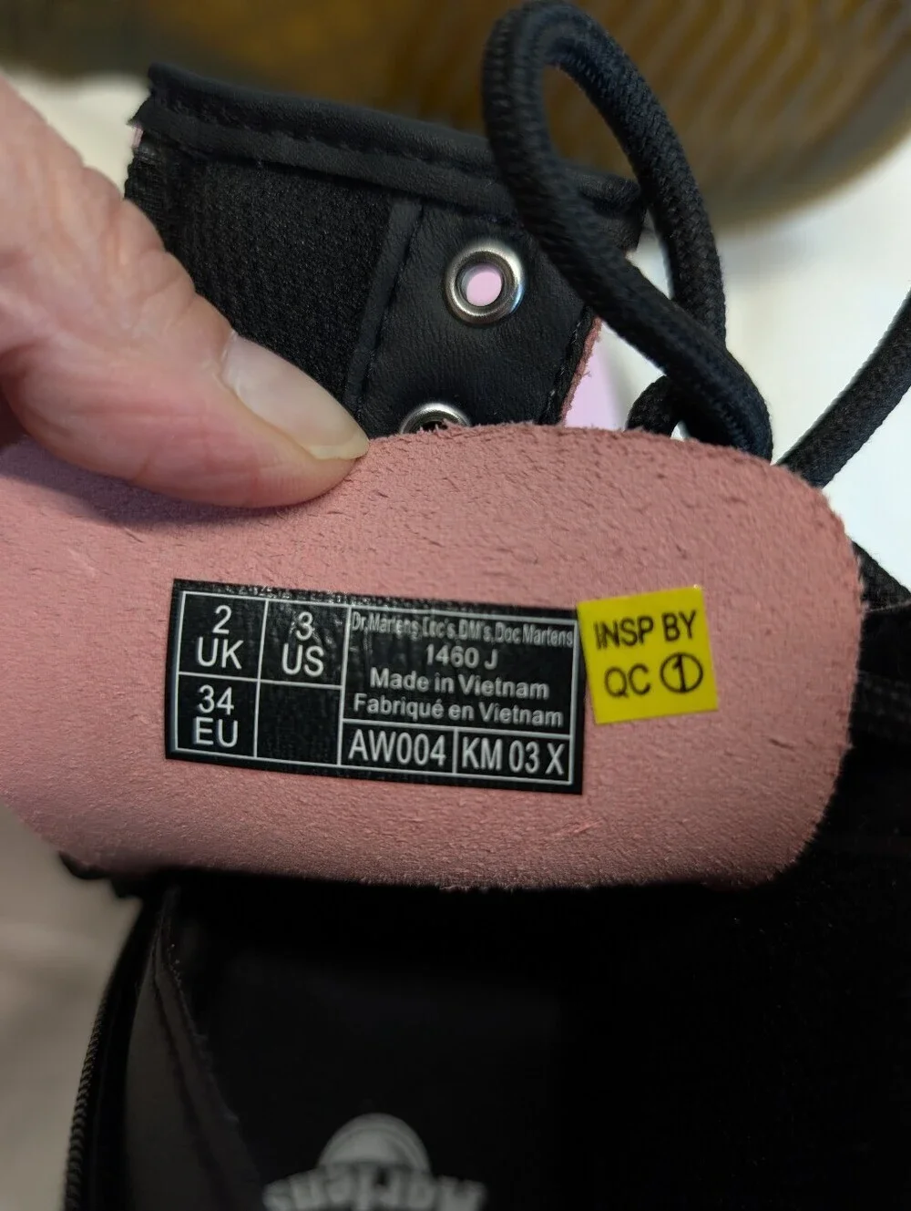 Dr. Martens 1460 8-Eye Patent Boot - Little Kid - Pale Pink Size 3 NWOB